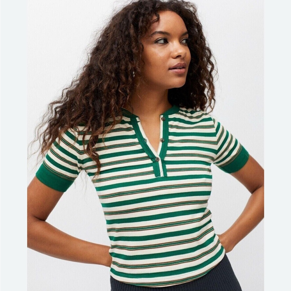 Urban Outfitters BDG Harvey Striped Henley Tee Top